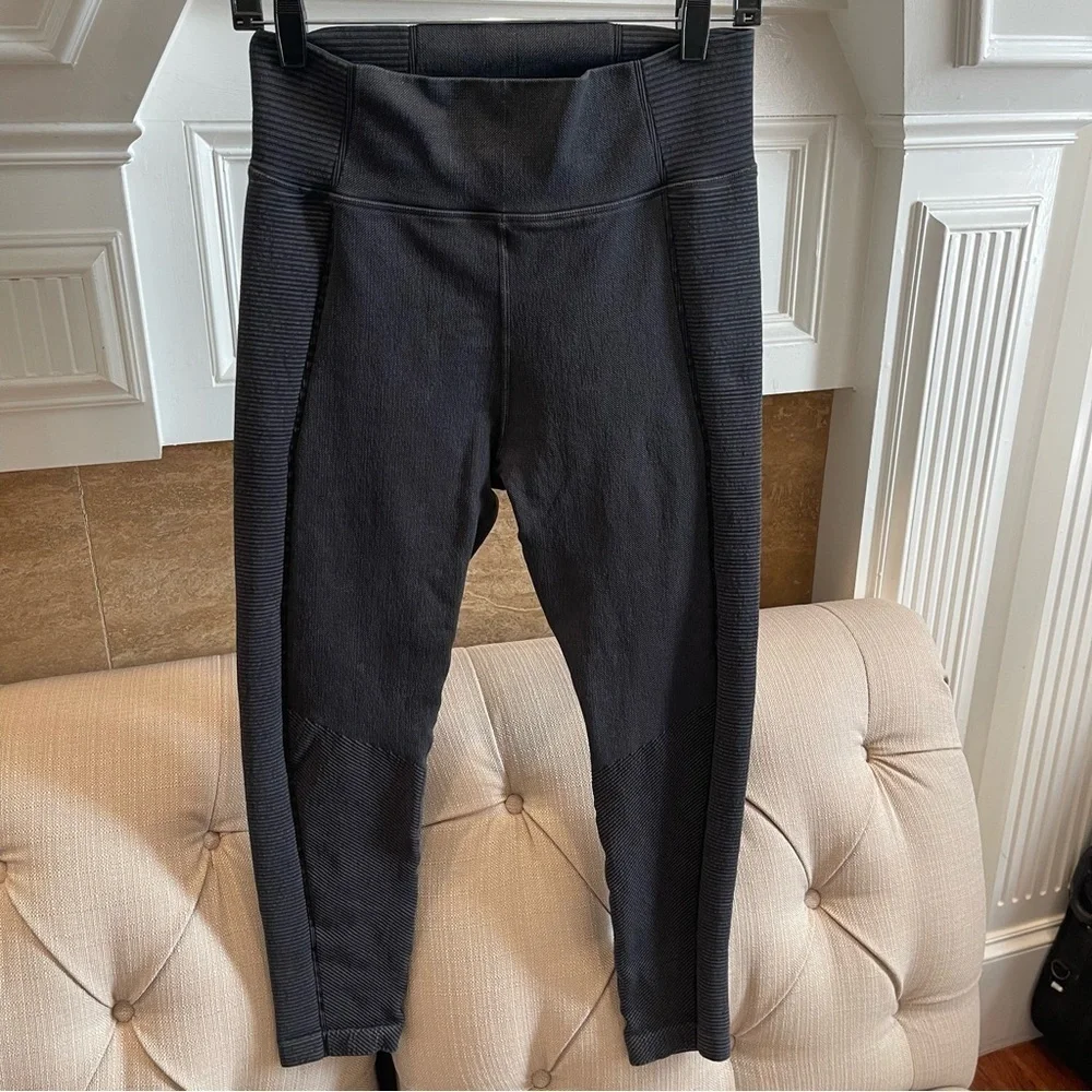 K: Offline By Aerie Leggings Women’s L Charcoal Black Ribbed Leggings High Rise